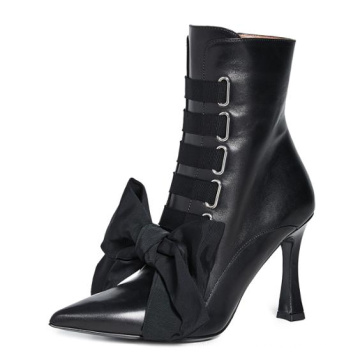 2019 Winter New Style Pointed High Heel Black Sexy Women's Short Boots